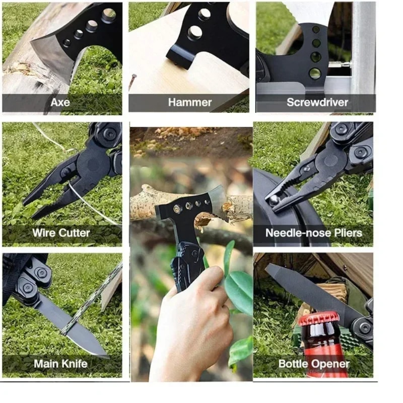 All in One Survival Multitool Axe Portable Outdoor Emergency Tool