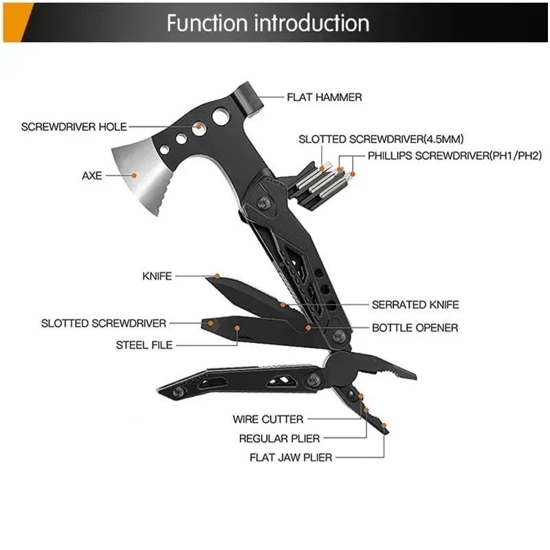 All in One Survival Multitool Axe Portable Outdoor Emergency Tool