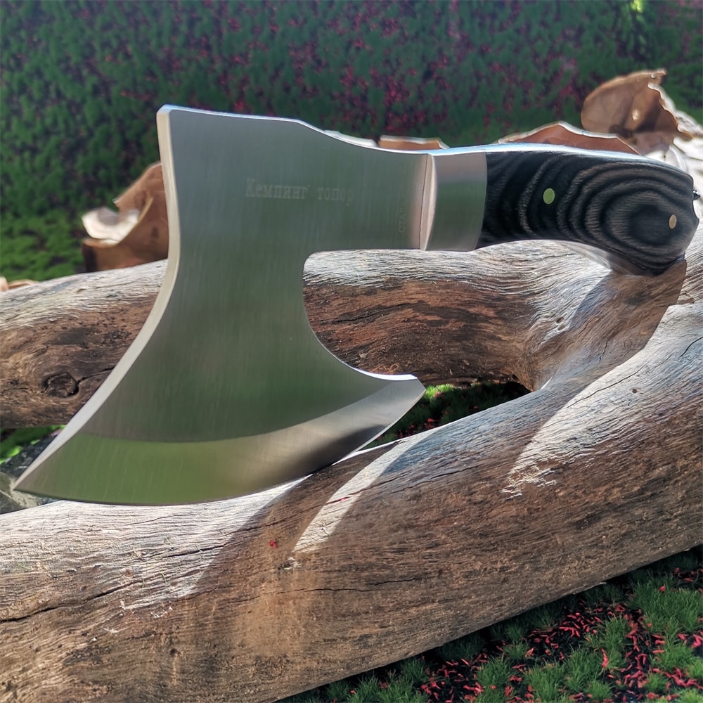 Compact Wooden Handle Camping Axe Durable Stainless Steel Survival Axe for Hunting & Outdoor Adventures
