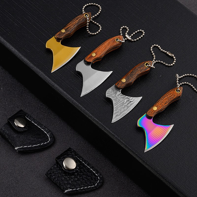 Portable Mini Hatchet EDC Knife With Wood Handle Keychain Pocket Knife 1