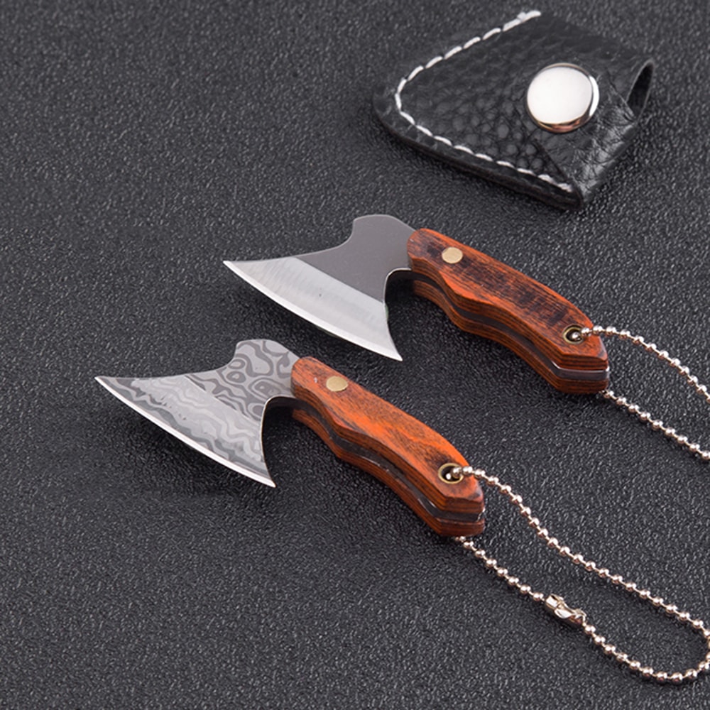 Portable Mini Hatchet EDC Knife With Wood Handle Keychain Pocket Knife 2