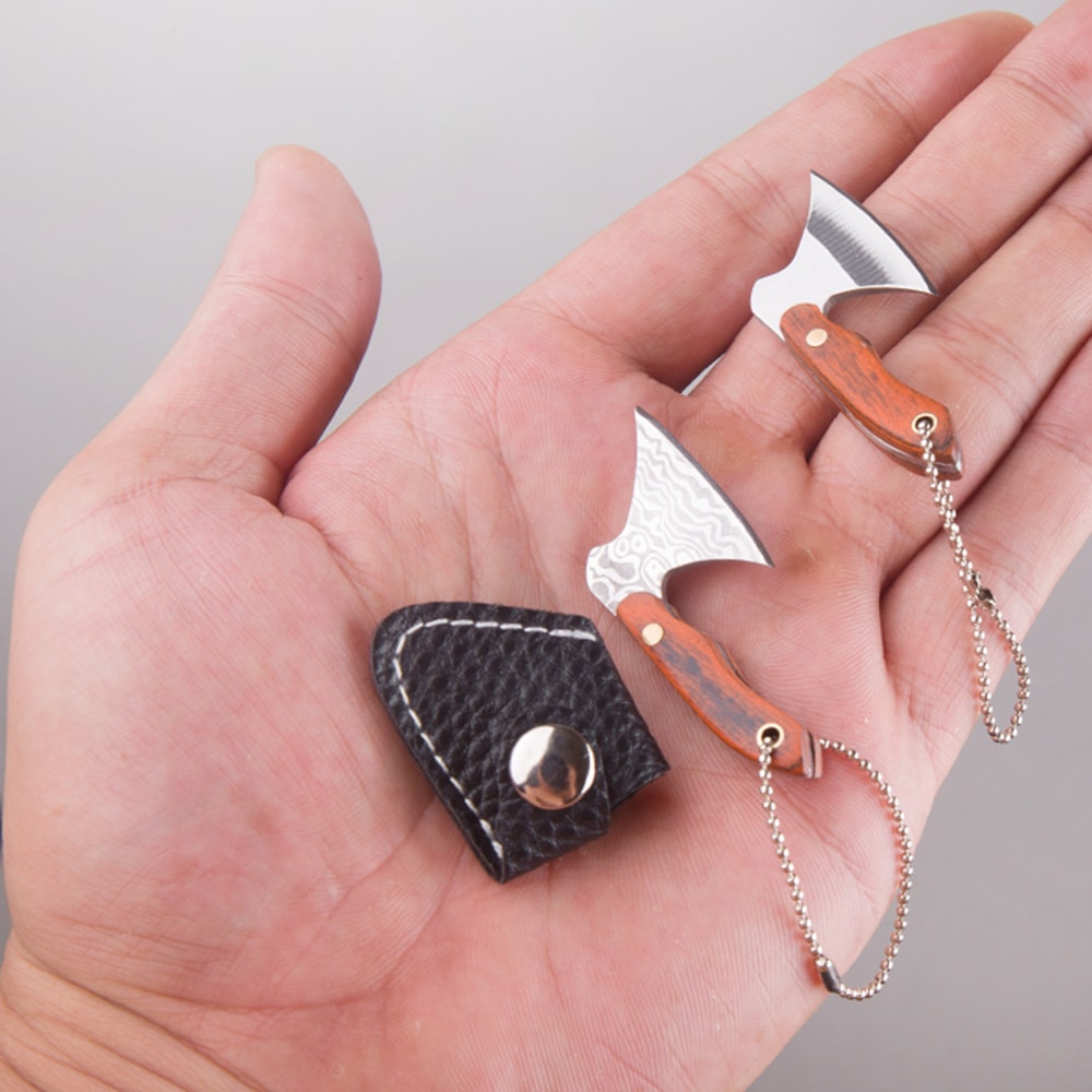 Portable Mini Hatchet EDC Knife With Wood Handle Keychain Pocket Knife 3