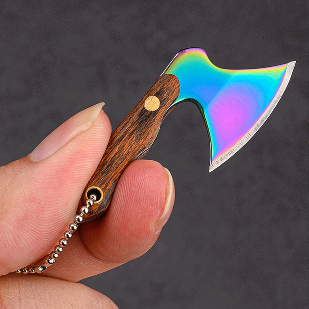 Portable Mini Hatchet EDC Knife With Wood Handle Keychain Pocket Knife 4