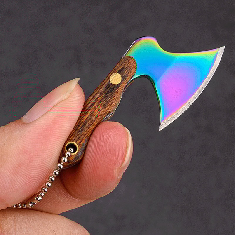 Portable Mini Hatchet EDC Knife With Wood Handle Keychain Pocket Knife 4