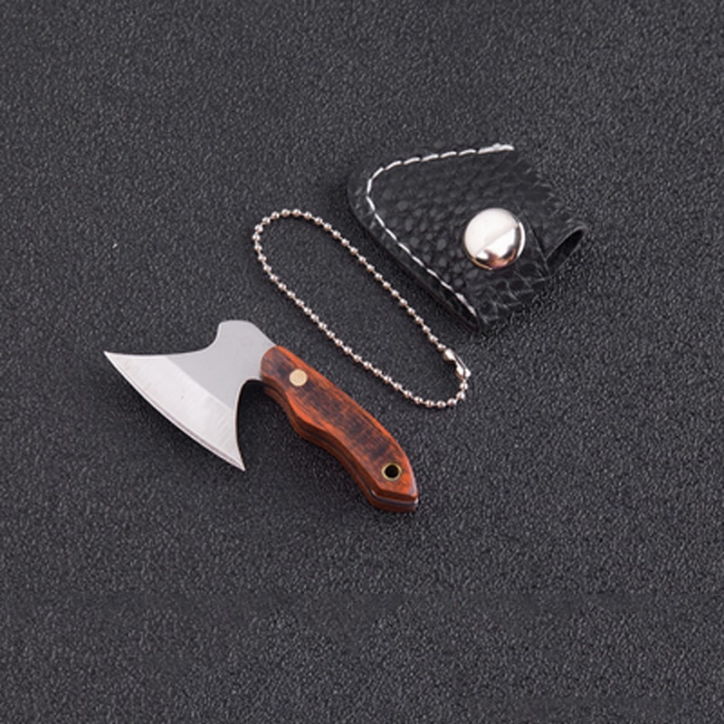 Portable Mini Hatchet EDC Knife With Wood Handle Keychain Pocket Knife 7