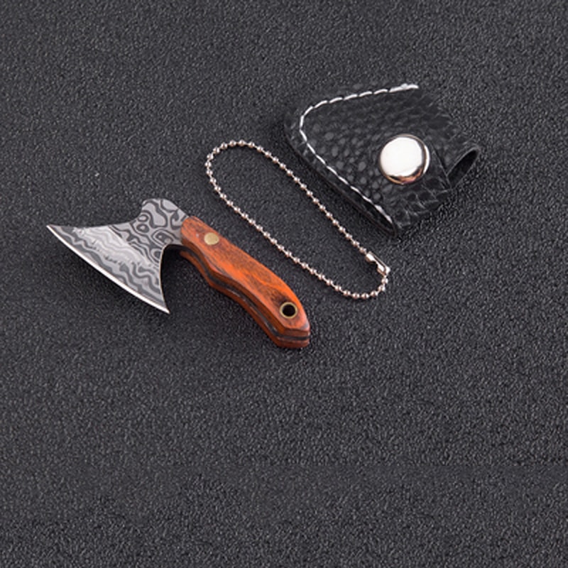 Portable Mini Hatchet EDC Knife With Wood Handle Keychain Pocket Knife 6