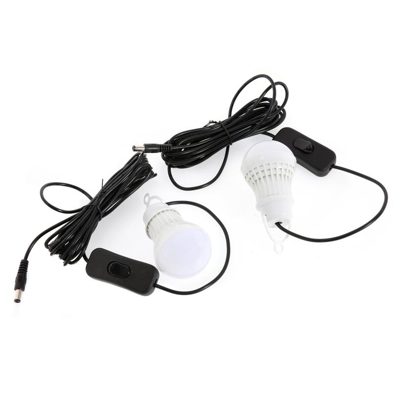 Solar Panel Emergency Light Kit With USB Charger LED Bulbs 5