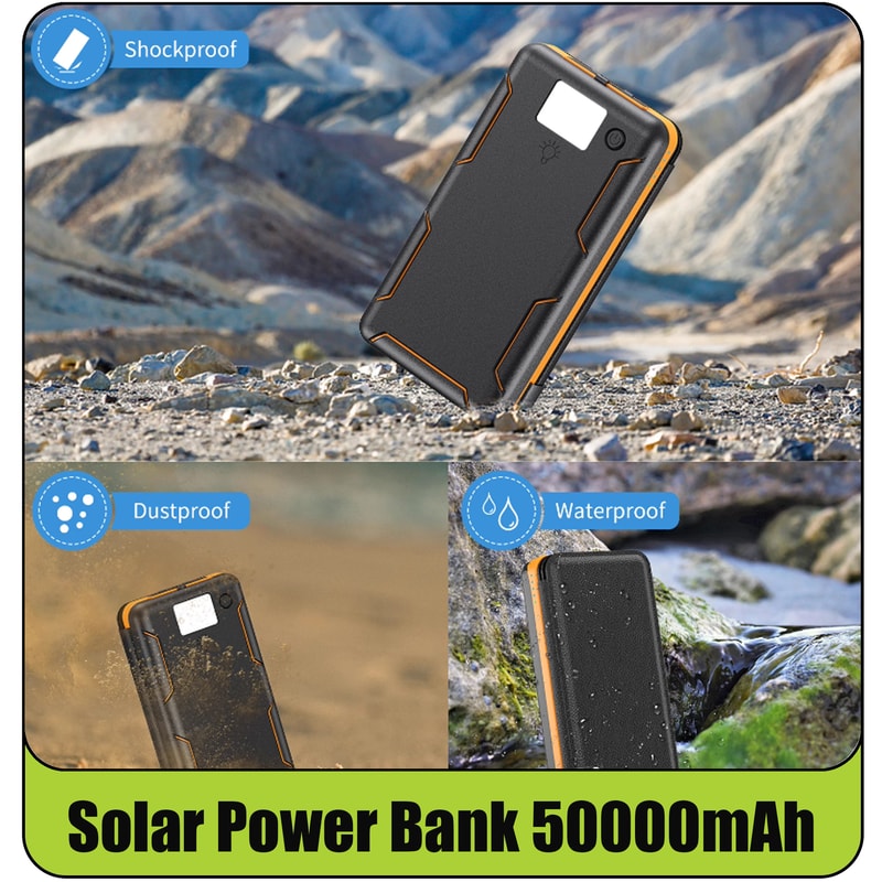 Solar Power Bank with Folding Panels Portable Outdoor Charger for Camping & Travel