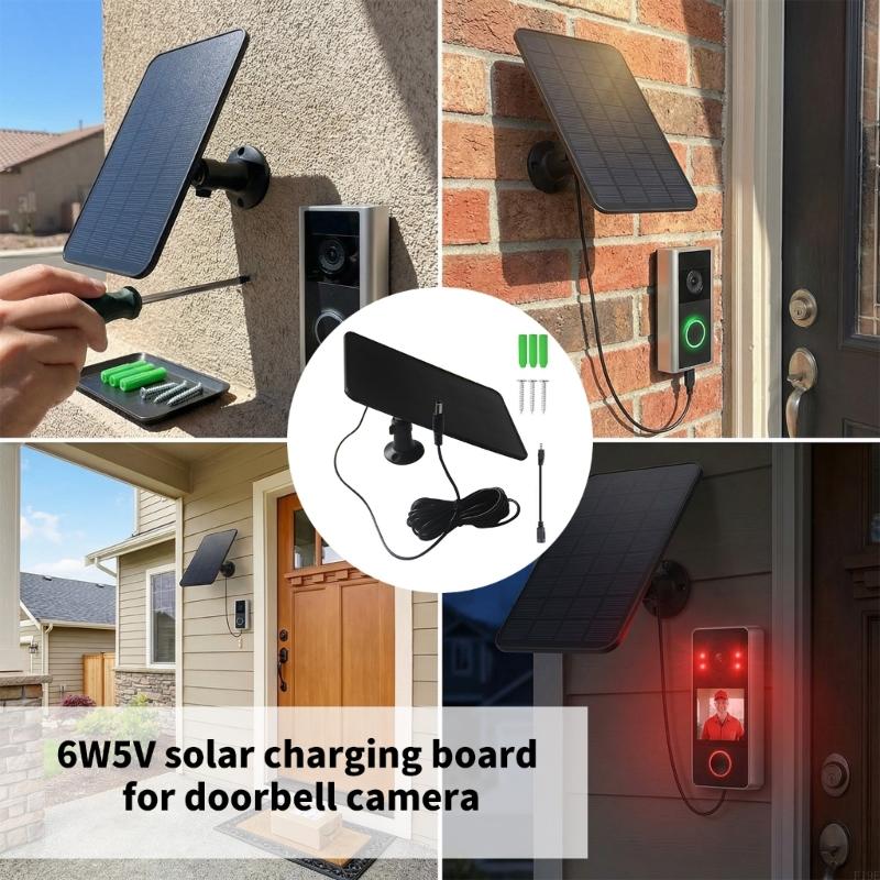 Solar Panel for Security Camera & Doorbell with Cable Waterproof Outdoor Power Supply