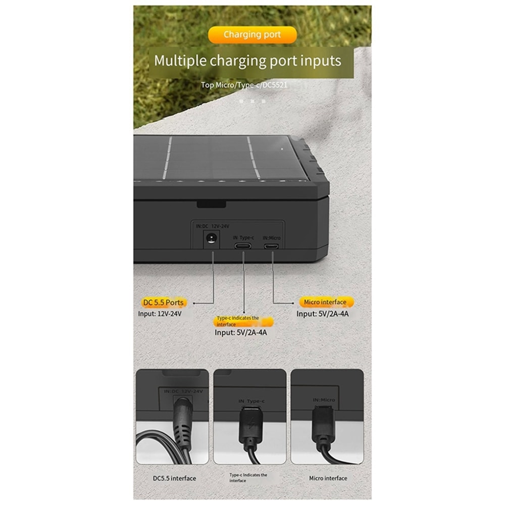 Outdoor Slot Solar Battery Charger with USB C Portable Power Bank Outdoor Charger