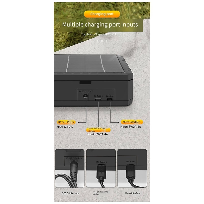 Outdoor Slot Solar Battery Charger with USB C Portable Power Bank Outdoor Charger