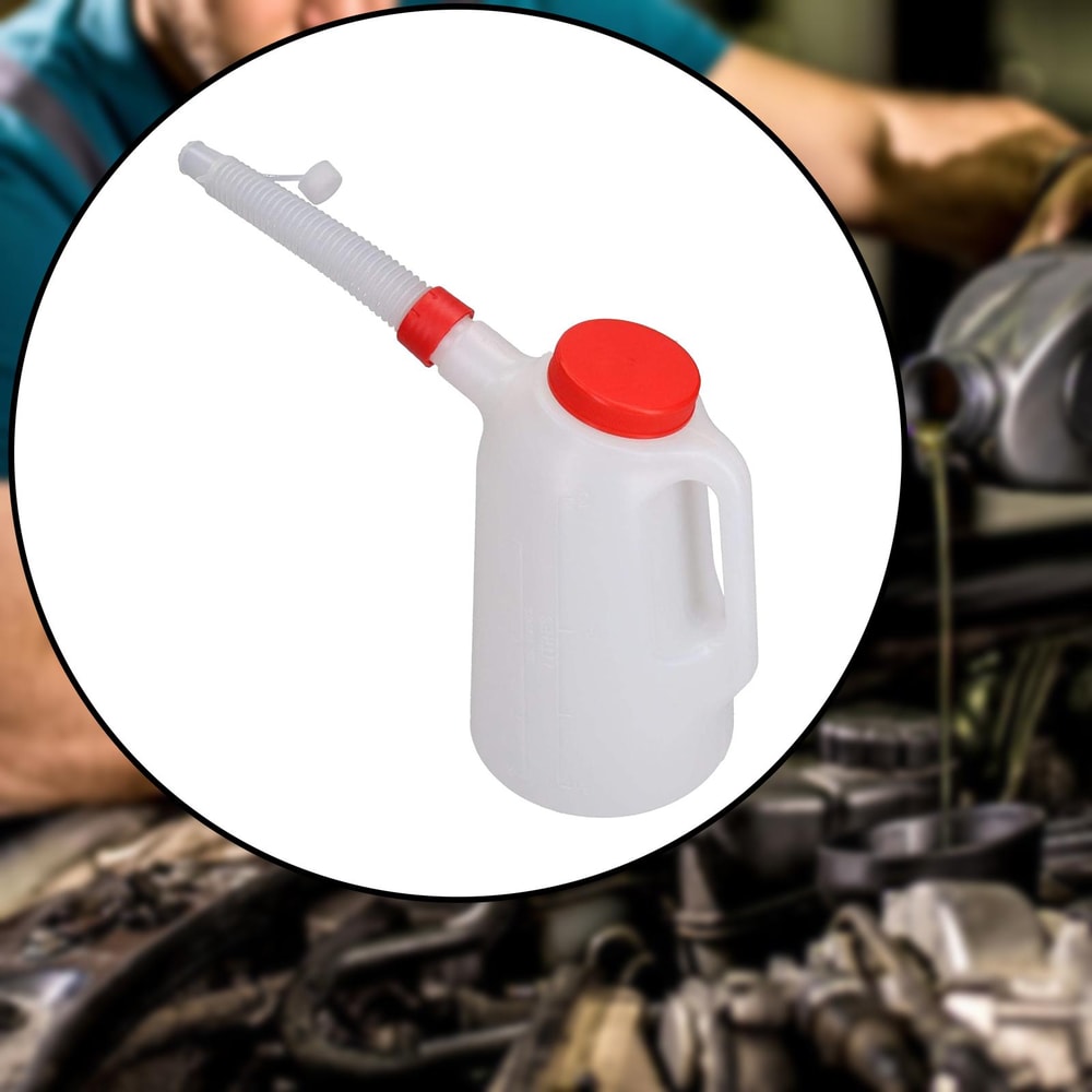 Premium ABS Oil Measuring Jug with Scale and Cap for Engine & Fuel Oil