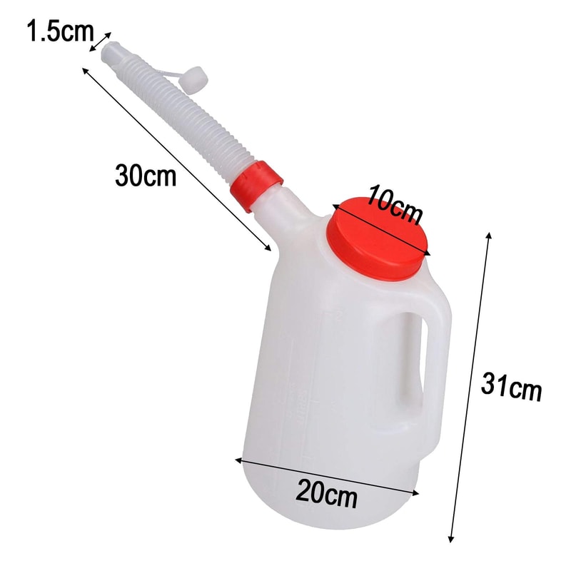 Premium ABS Oil Measuring Jug with Scale and Cap for Engine & Fuel Oil