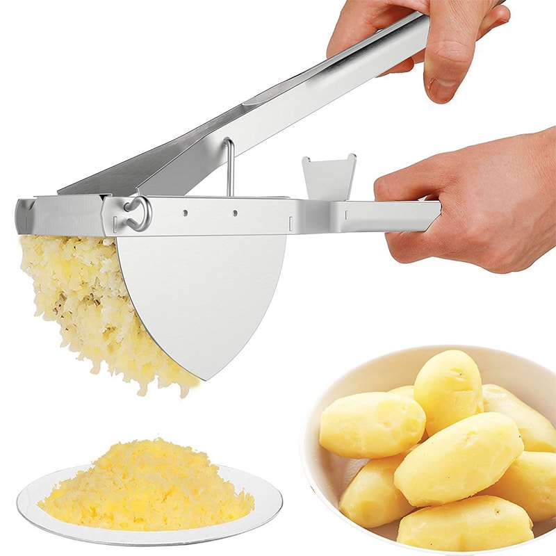Heavy Duty Potato Ricer Stainless Steel Potato Masher for Smooth Baby Food & Veggies