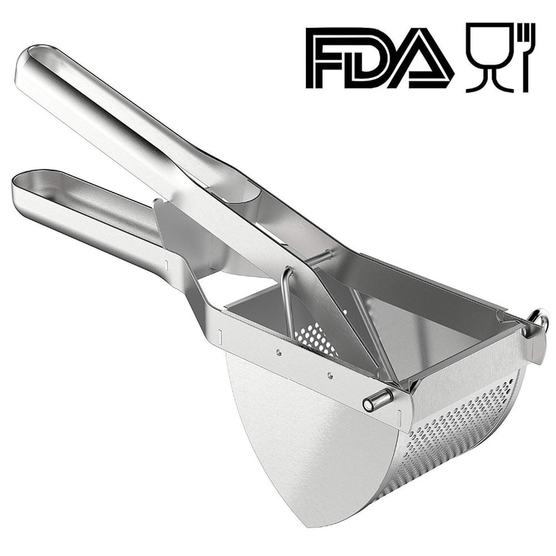 Heavy Duty Potato Ricer Stainless Steel Potato Masher for Smooth Baby Food & Veggies