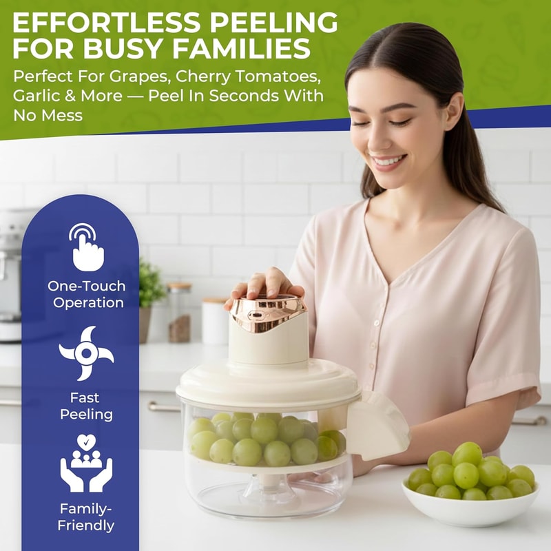 Electric Garlic Peeler & Grape Peeler Machine for Small Fruits and Cherry Tomatoes
