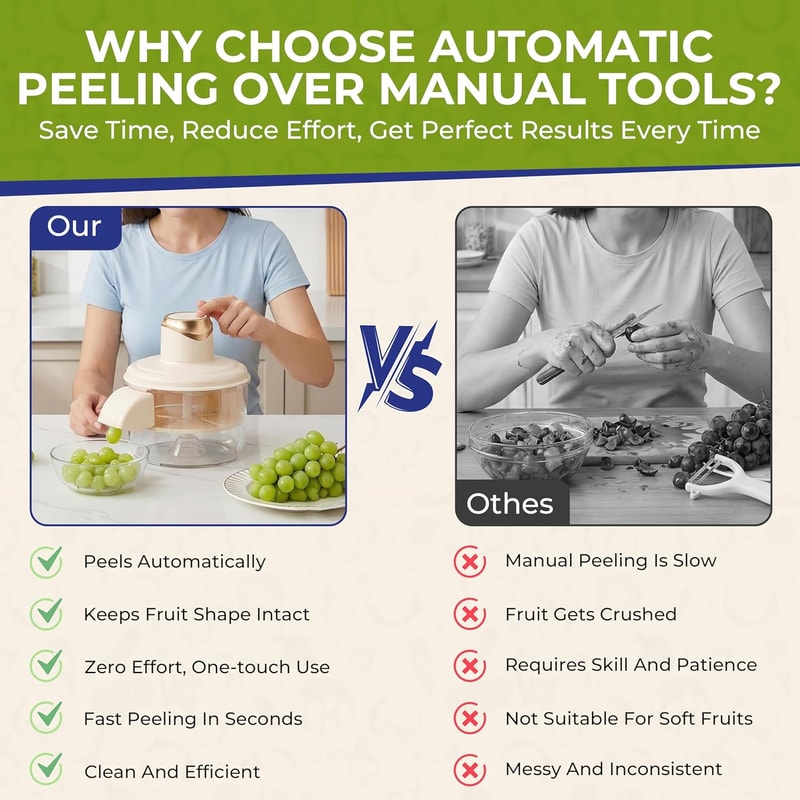 Electric Garlic Peeler & Grape Peeler Machine for Small Fruits and Cherry Tomatoes