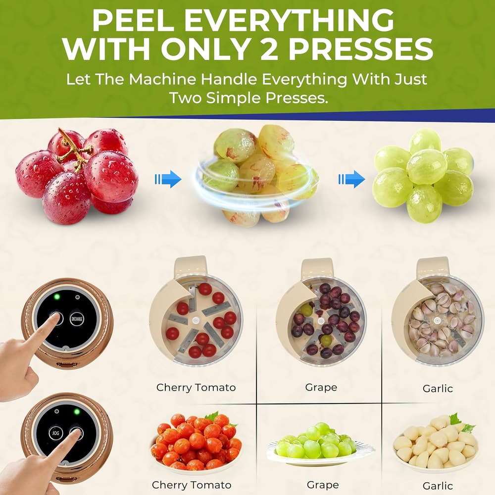 Electric Garlic Peeler & Grape Peeler Machine for Small Fruits and Cherry Tomatoes