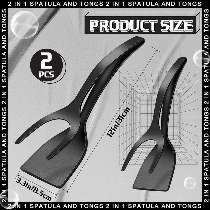 Grip Flip Spatula Clamp For Pancakes Eggs Fish Nonstick Kitchen Tool 1