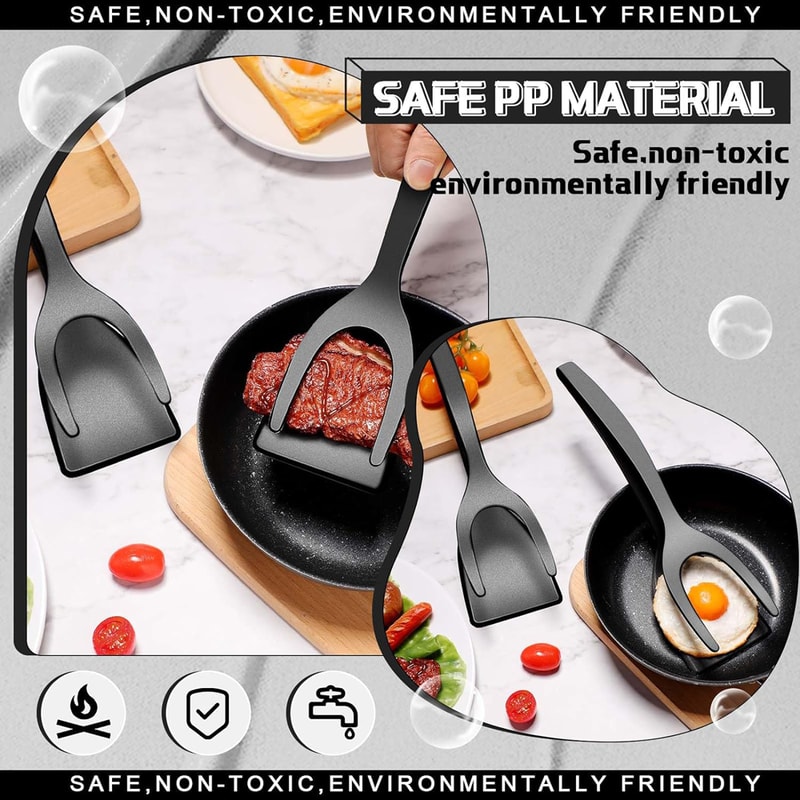 Grip Flip Spatula Clamp For Pancakes Eggs Fish Nonstick Kitchen Tool 2