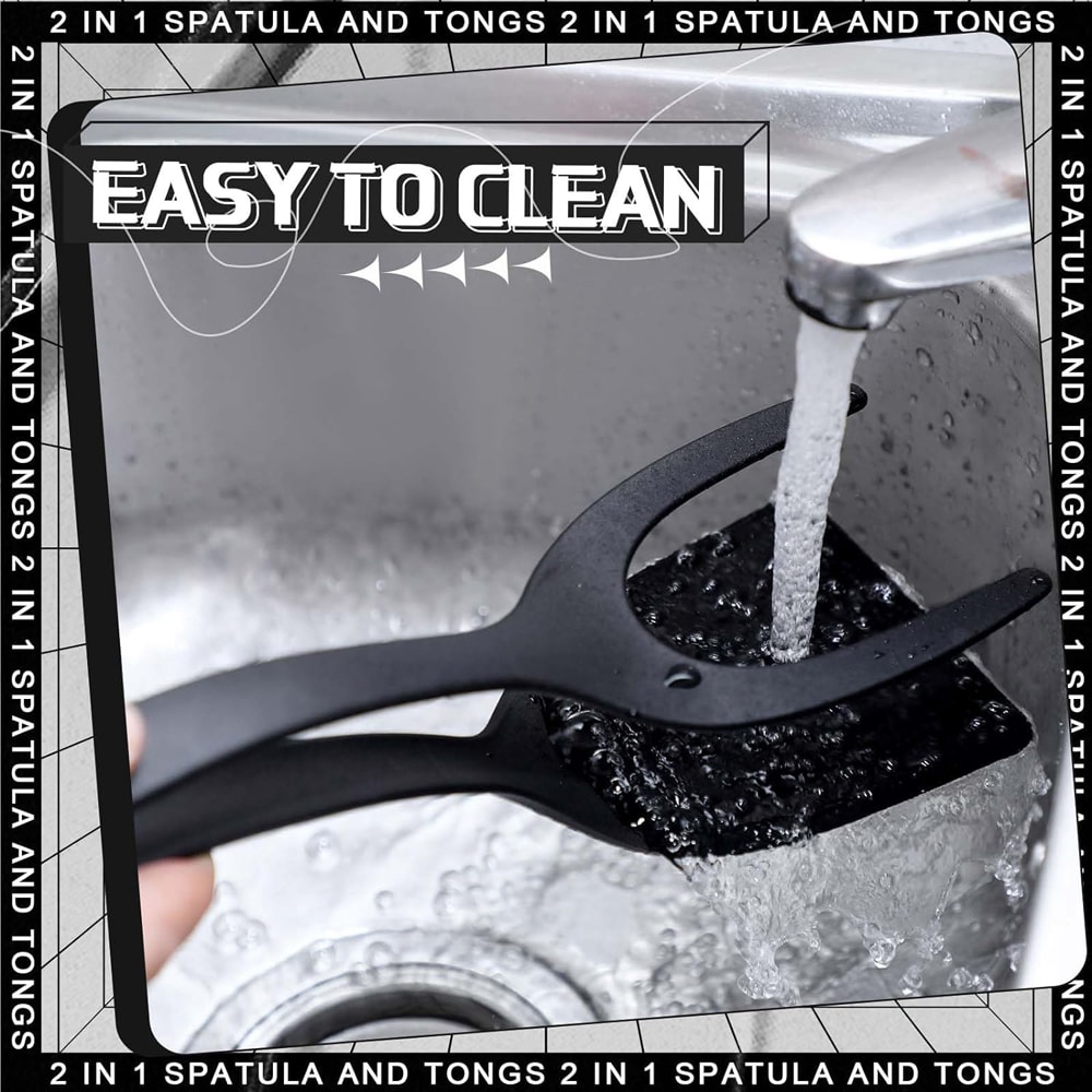 Grip Flip Spatula Clamp For Pancakes Eggs Fish Nonstick Kitchen Tool 5