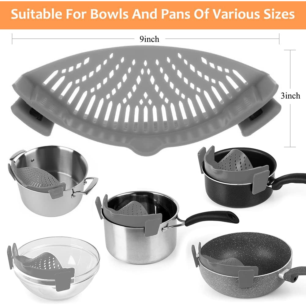 Clip On Strainer Silicone Pasta Strainer Foldable Pot Clip Kitchen Tool