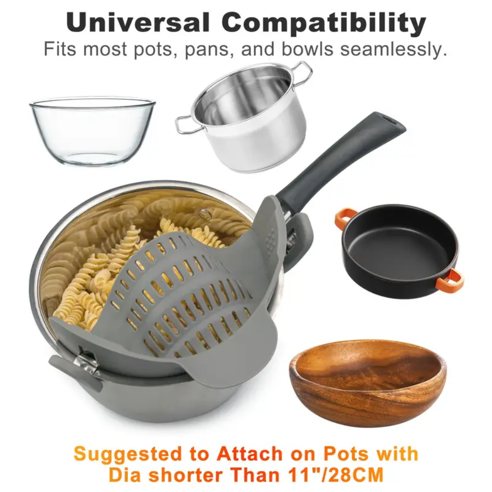 Clip On Strainer Silicone Pasta Strainer Foldable Pot Clip Kitchen Tool