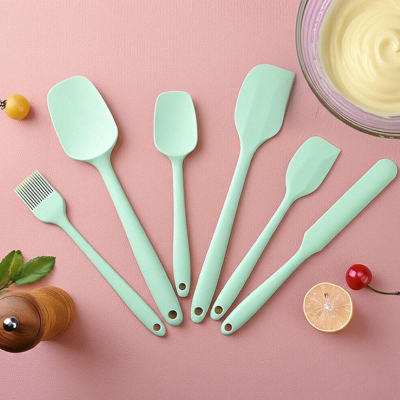 Piece Silicone Spatula Set Heat-Resistant Baking Tools Kit with Brush for Cake Frosting & Cooking