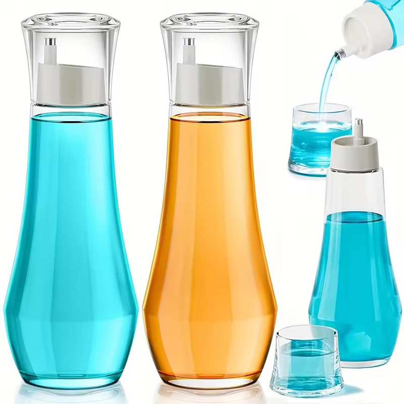 Clear Glass Mouthwash Dispenser Bottle With Lid For Bathroom Countertop Refillable Use 1