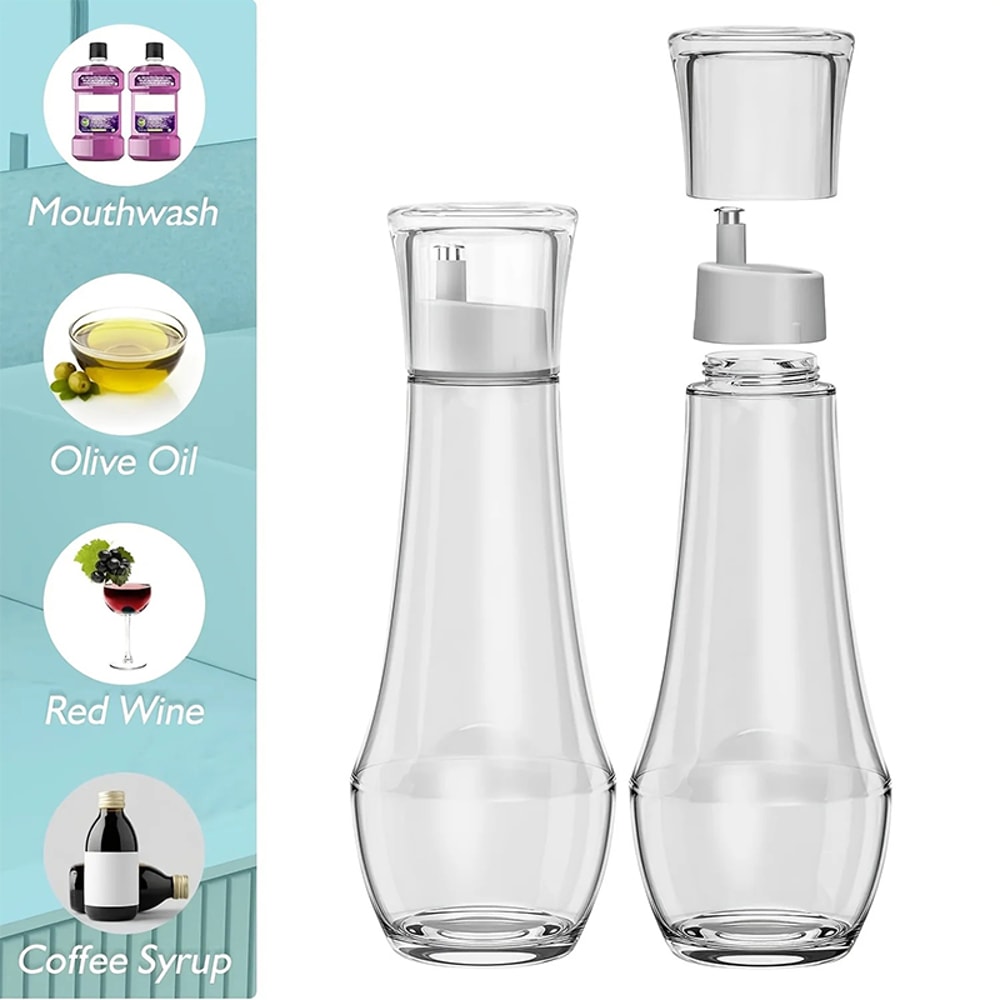 Clear Glass Mouthwash Dispenser Bottle With Lid For Bathroom Countertop Refillable Use 2