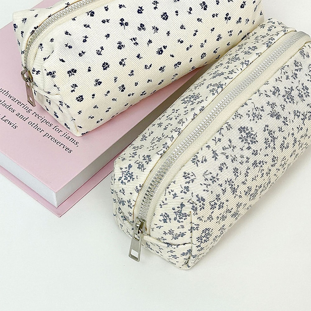 Large Capacity Floral Cartoon Pencil Case Organizer for Students and Girls