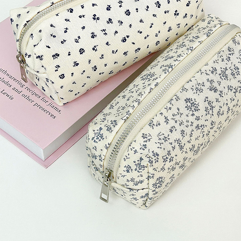 Large Capacity Floral Cartoon Pencil Case Organizer for Students and Girls