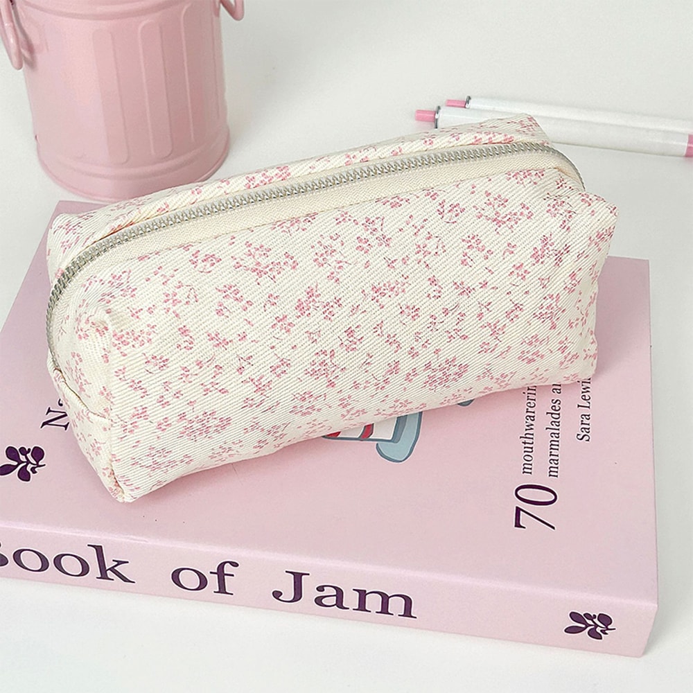 Large Capacity Floral Cartoon Pencil Case Organizer for Students and Girls