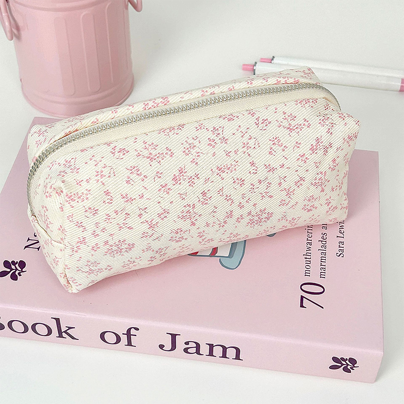 Large Capacity Floral Cartoon Pencil Case Organizer for Students and Girls