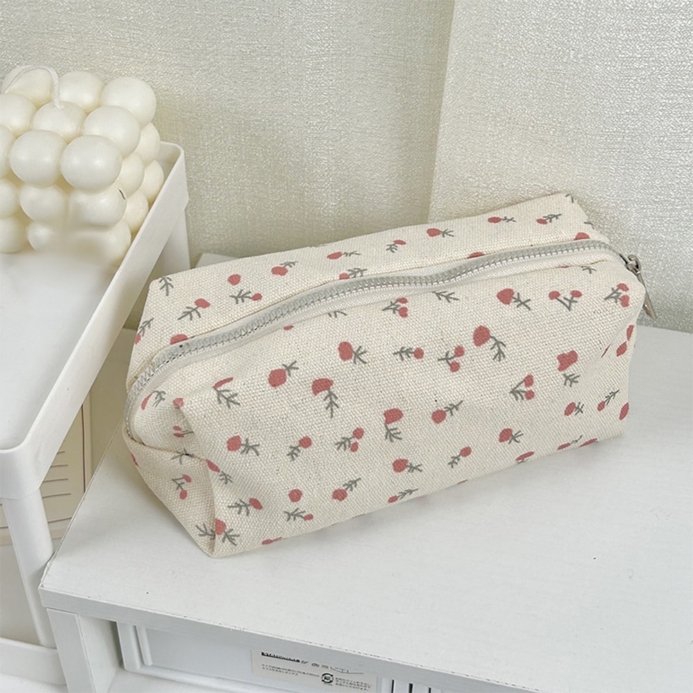Large Capacity Floral Cartoon Pencil Case Organizer for Students and Girls