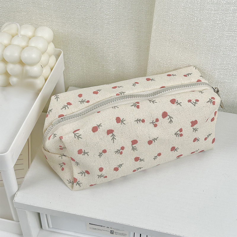Large Capacity Floral Cartoon Pencil Case Organizer for Students and Girls