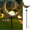 Solar Garden Lights Moon Fairy Crackle Glass Stake Warm LED Outdoor Decor