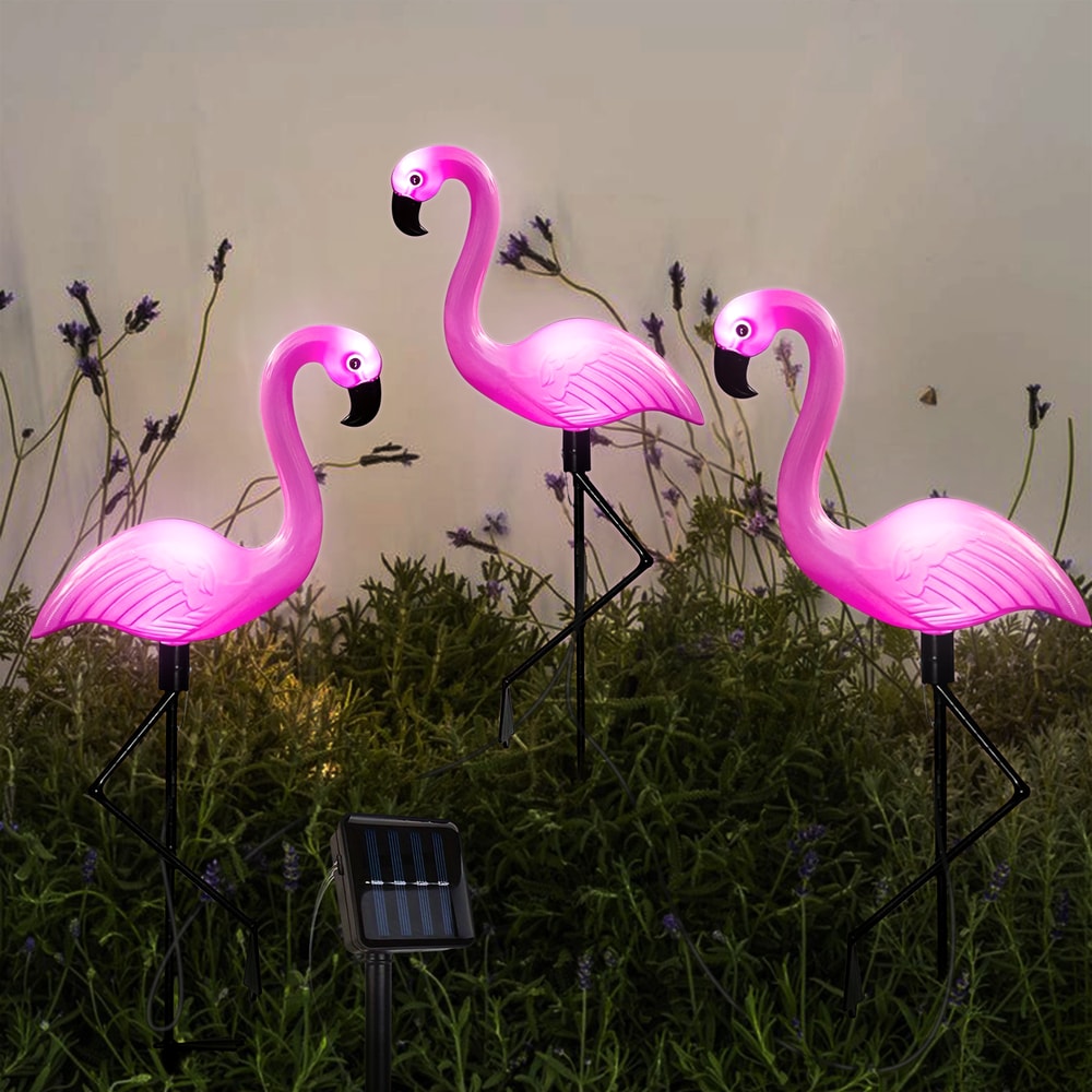Solar Flamingo Garden Lights Waterproof Outdoor Decorative Yard Lights Set 1