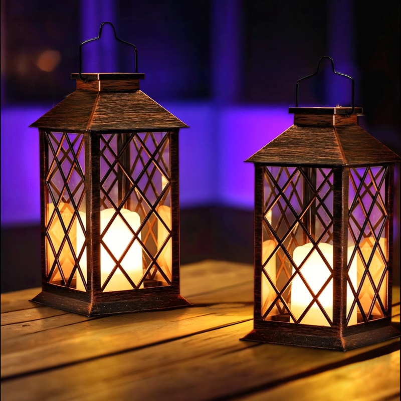 Solar Flickering Flame Lantern Waterproof Outdoor Hanging Light for Garden Patio Decor