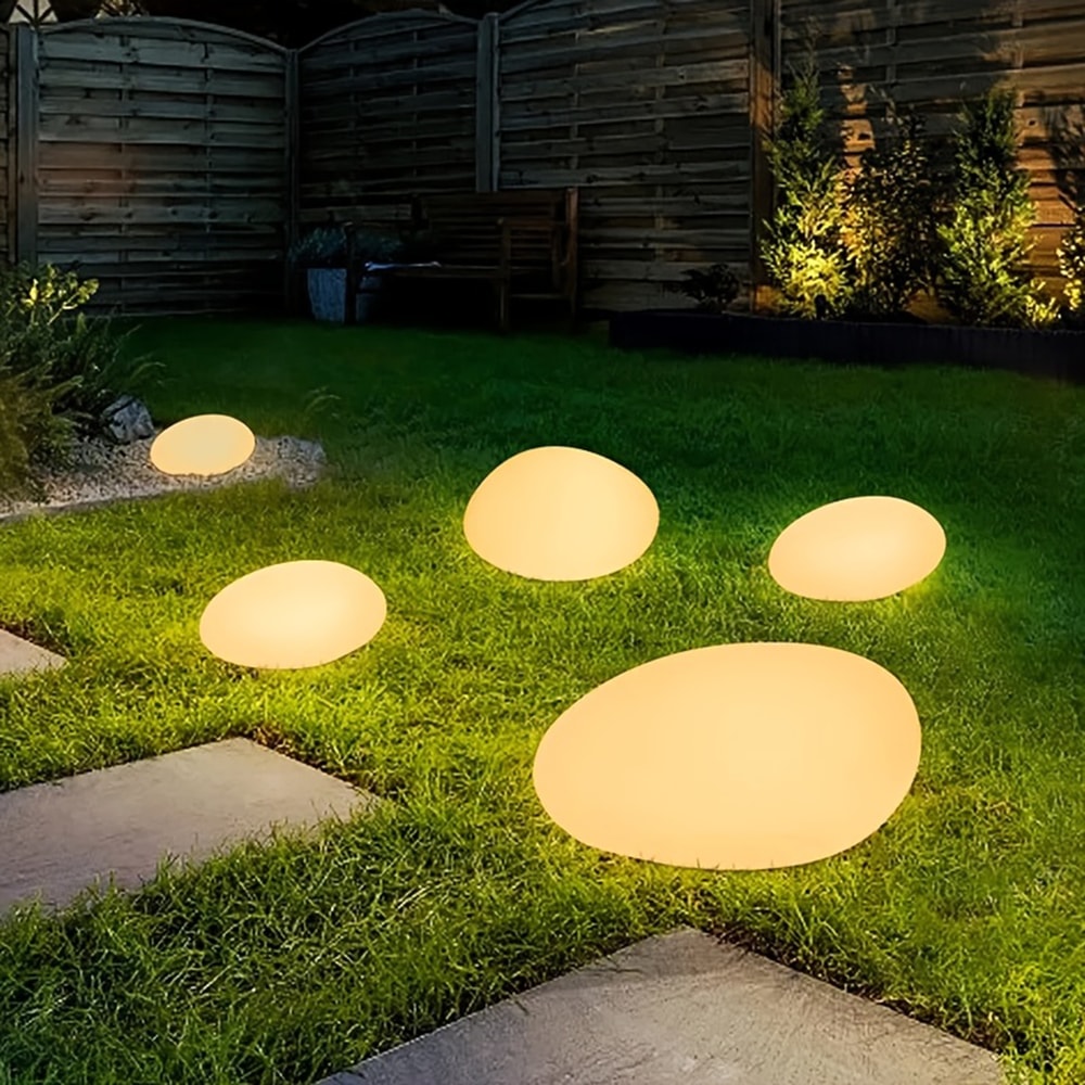 Solar Pebble Garden Lights for Outdoor Pathway Lighting Warm White Solar Landscape Lights