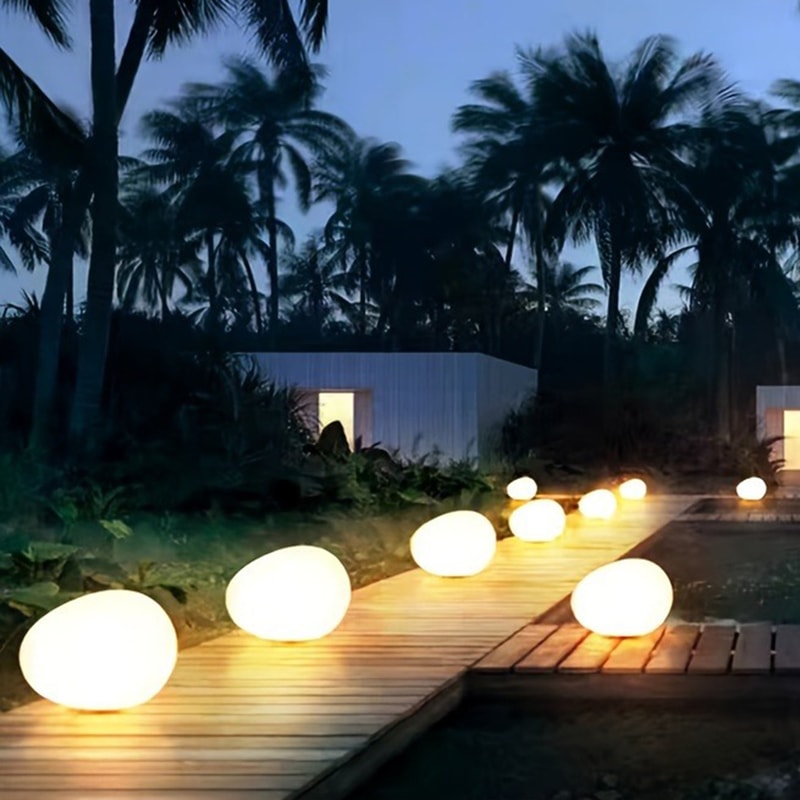 Solar Pebble Garden Lights for Outdoor Pathway Lighting Warm White Solar Landscape Lights