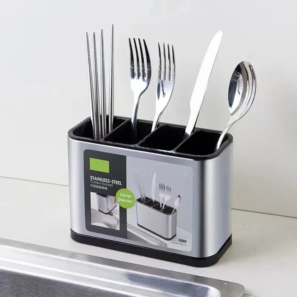 Stainless Steel Cutlery Holder Kitchen Organizer Dish Drying Rack