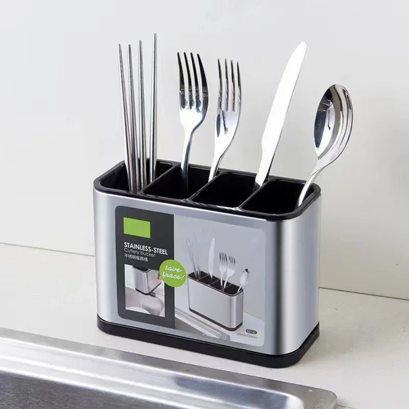 Stainless Steel Cutlery Holder Kitchen Organizer Dish Drying Rack