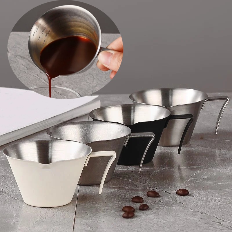 Stainless Steel Espresso Shot Glass with Scale Precision Coffee Measuring Cup