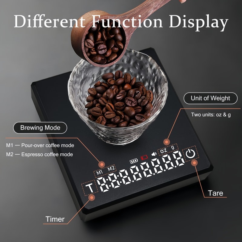 Precision USB Rechargeable Coffee Scale with Timer for Pour Over Espresso Brewing