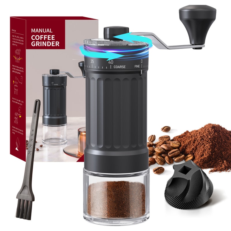 Precision Manual Coffee Grinder with Adjustable Settings & Ceramic Burr Core