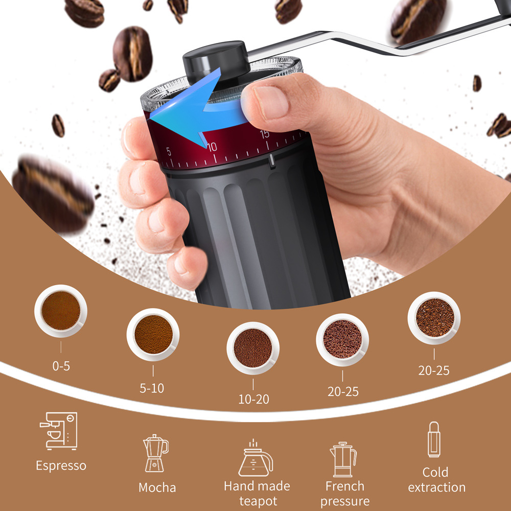 Precision Manual Coffee Grinder with Adjustable Settings & Ceramic Burr Core