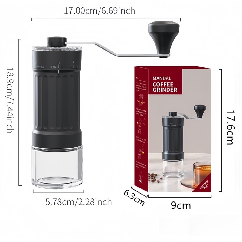 Precision Manual Coffee Grinder with Adjustable Settings & Ceramic Burr Core