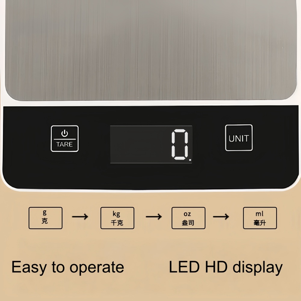 Digital Kitchen Scale Precision Food Scale with LED Display and Waterproof Surface