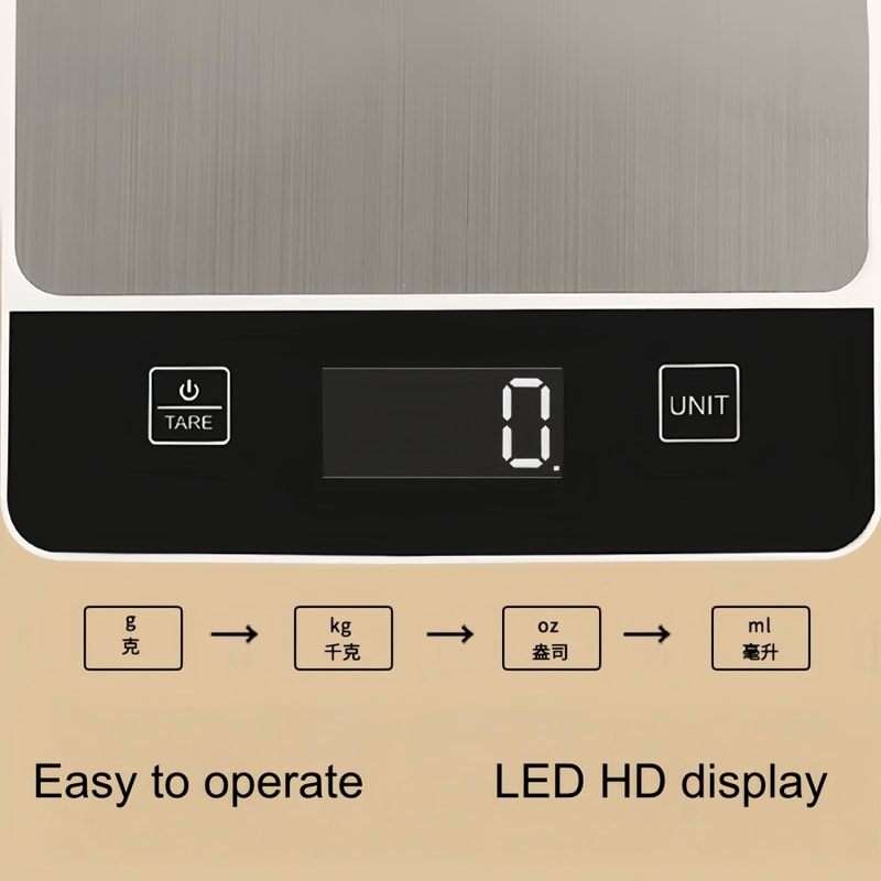 Digital Kitchen Scale Precision Food Scale with LED Display and Waterproof Surface